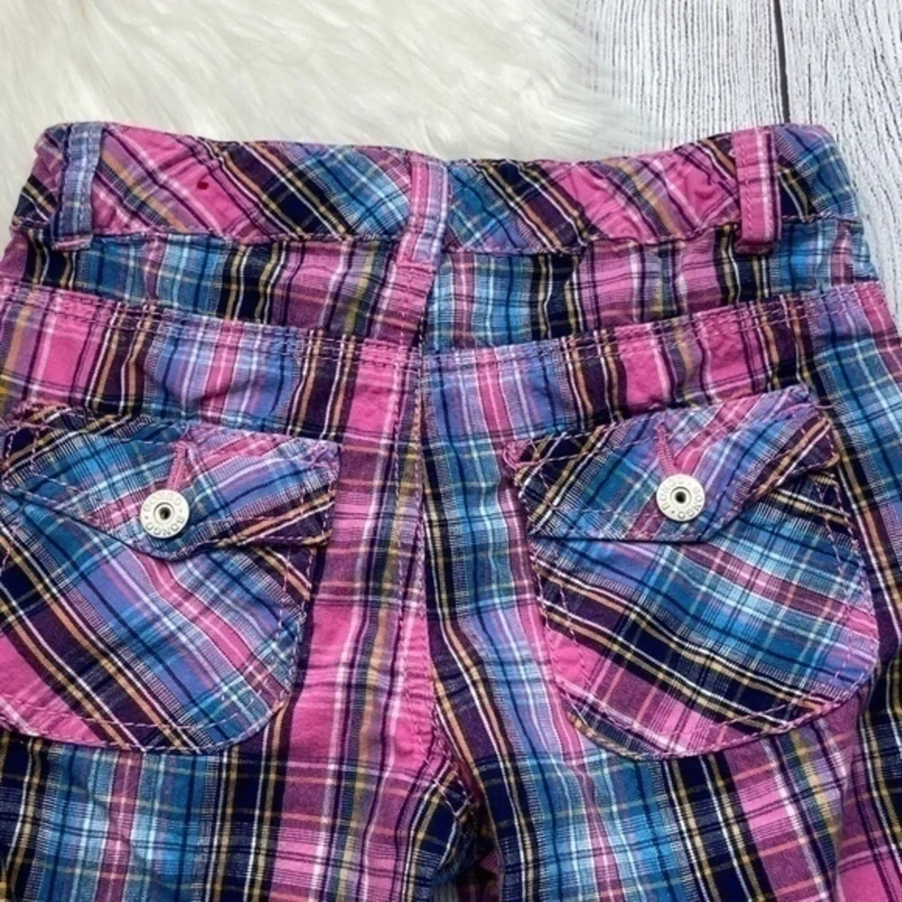 Bongo Plaid Bermuda Shorts Girls Size 5 Pink Blue